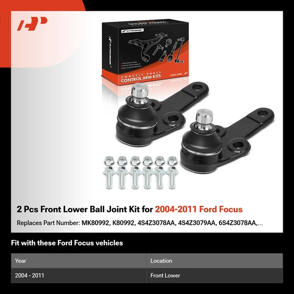 2 Pcs Front Lower Ball Joint Kit for 2004-2011 Ford Focus