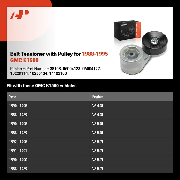 Belt Tensioner with Pulley for 1988-1995 GMC K1500