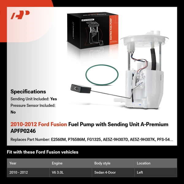 2010-2012 Ford Fusion Fuel Pump with Sending Unit A-Premium APFP0246