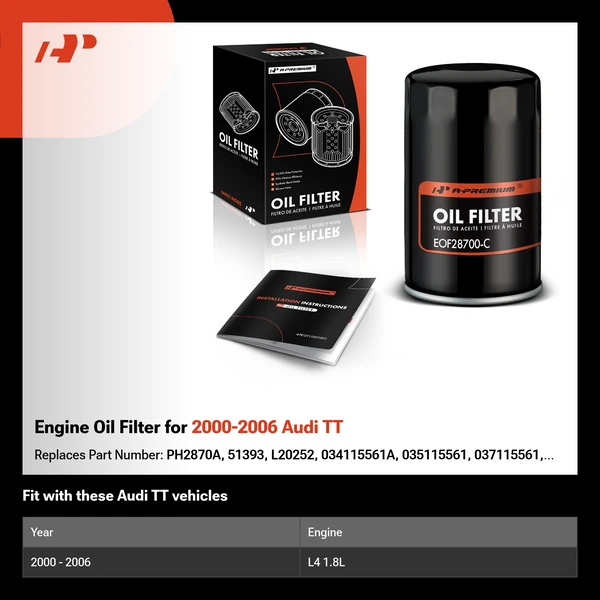 Engine Oil Filter for 2000-2006 Audi TT