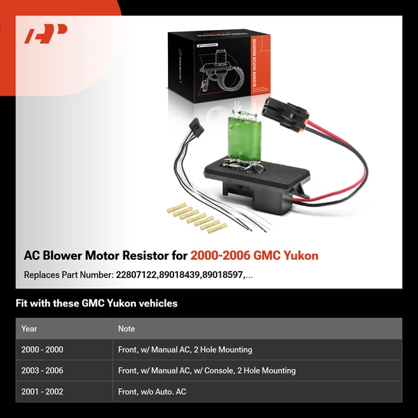AC Blower Motor Resistor for 2000-2006 GMC Yukon