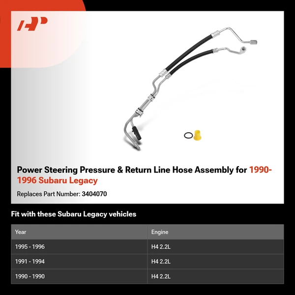 Power Steering Pressure & Return Line Hose Assembly for 1990-1996 Subaru Legacy