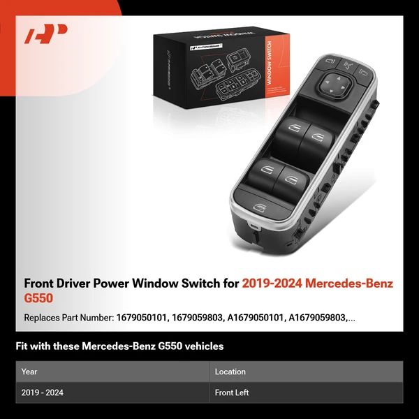 Front Driver Power Window Switch for 2019-2024 Mercedes-Benz G550