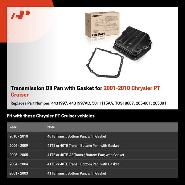 Transmission Oil Pan with Gasket for 2001-2010 Chrysler PT Cruiser
