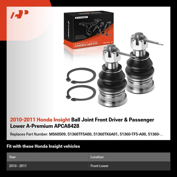 2010-2011 Honda Insight Ball Joint Front Driver & Passenger Lower A-Premium APCA8428