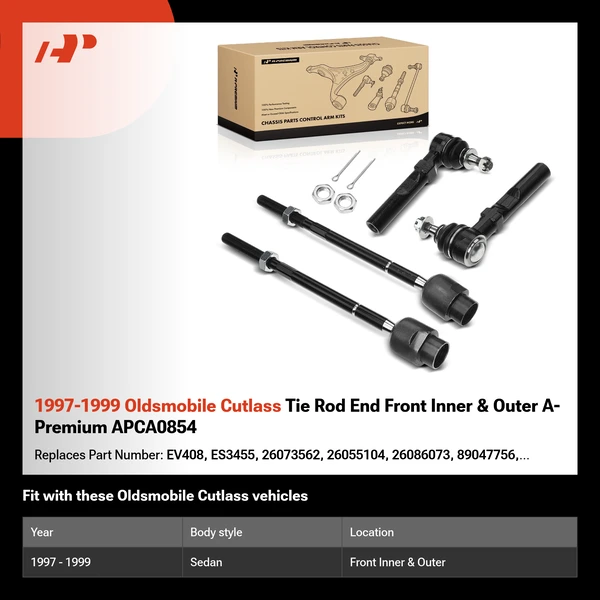 1997-1999 Oldsmobile Cutlass Tie Rod End Front Inner & Outer A-Premium APCA0854