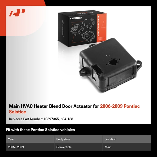 Main HVAC Heater Blend Door Actuator for 2006-2009 Pontiac Solstice