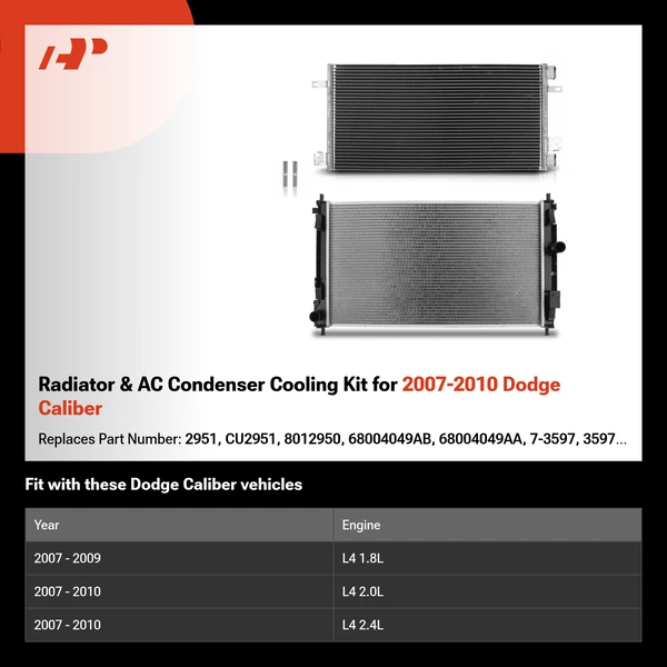 Radiator & AC Condenser Cooling Kit for 2007-2010 Dodge Caliber