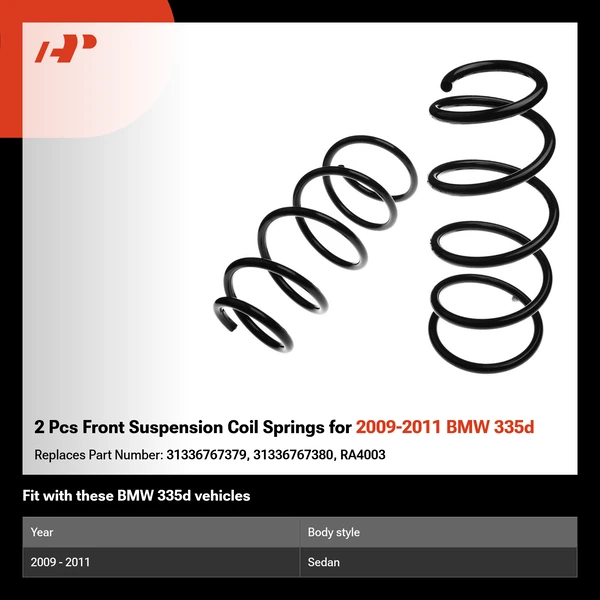 2 Pcs Front Suspension Coil Springs for 2009-2011 BMW 335d