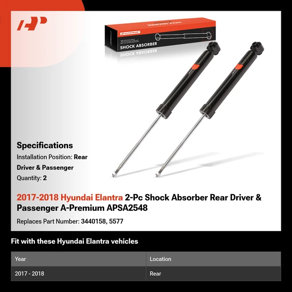 2017-2018 Hyundai Elantra 2-Pc Shock Absorber Rear Driver & Passenger A-Premium APSA2548