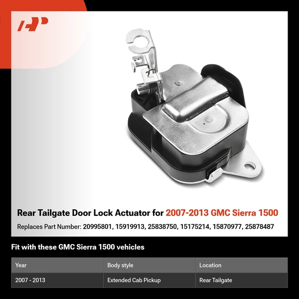 Rear Tailgate Door Lock Actuator for 2007-2013 GMC Sierra 1500
