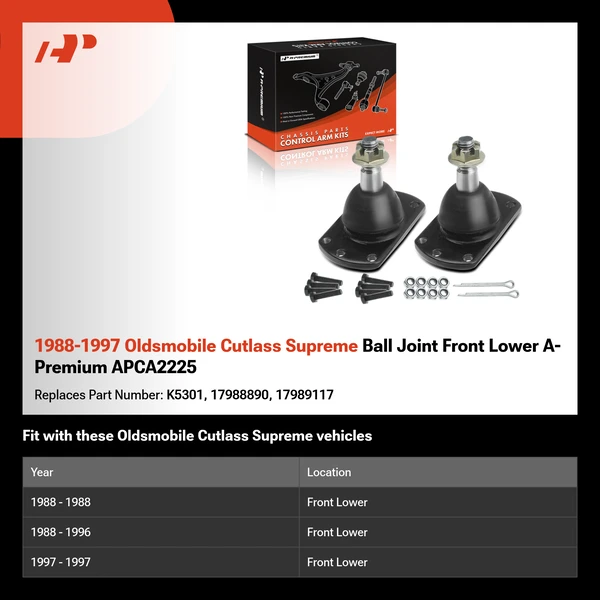 1988-1997 Oldsmobile Cutlass Supreme Ball Joint Front Lower A-Premium APCA2225