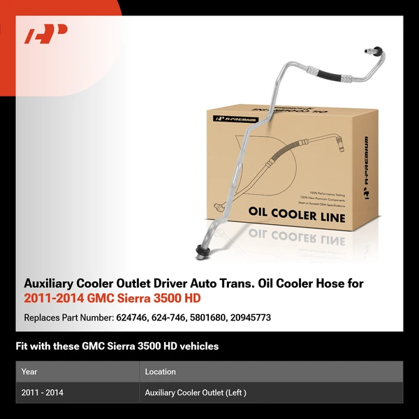 Auxiliary Cooler Outlet Driver Auto Trans. Oil Cooler Hose for 2011-2014 GMC Sierra 3500 HD