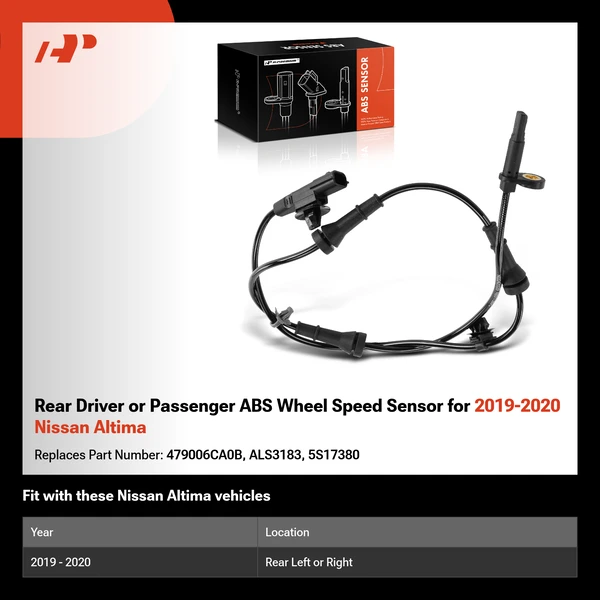 Rear Driver or Passenger ABS Wheel Speed Sensor for 2019-2020 Nissan Altima