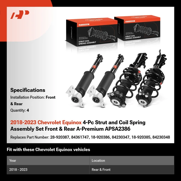 2018-2023 Chevrolet Equinox 4-Pc Strut and Coil Spring Assembly Set Front & Rear A-Premium APSA2386