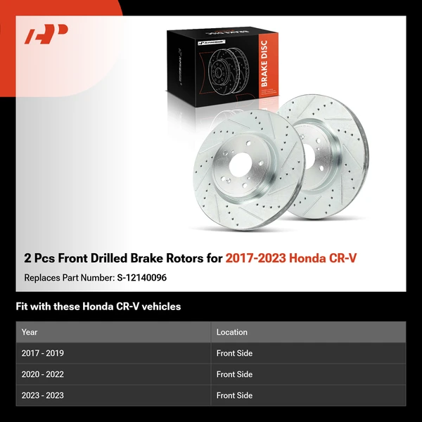 2 Pcs Front Drilled Brake Rotors for 2017-2023 Honda CR-V