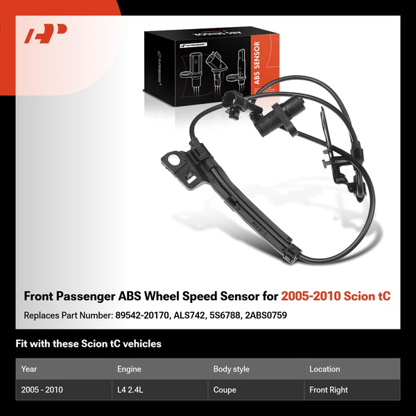 Front Passenger ABS Wheel Speed Sensor for 2005-2010 Scion tC