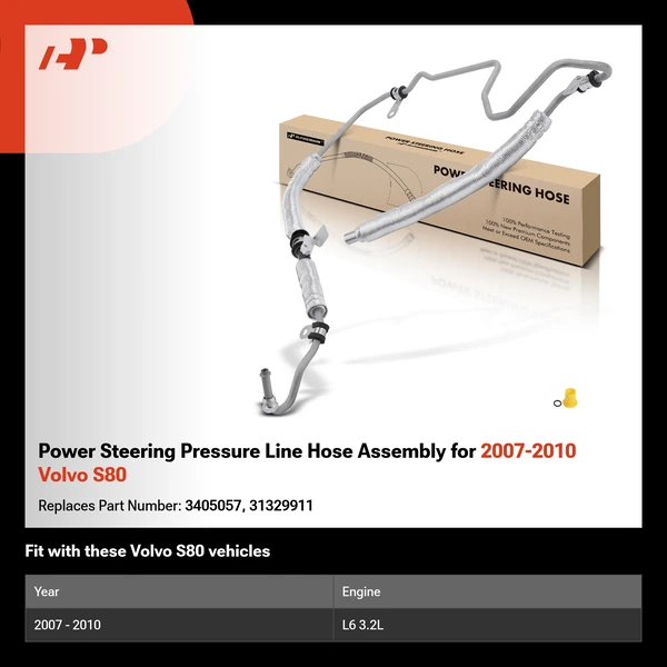 Power Steering Pressure Line Hose Assembly for 2007-2010 Volvo S80