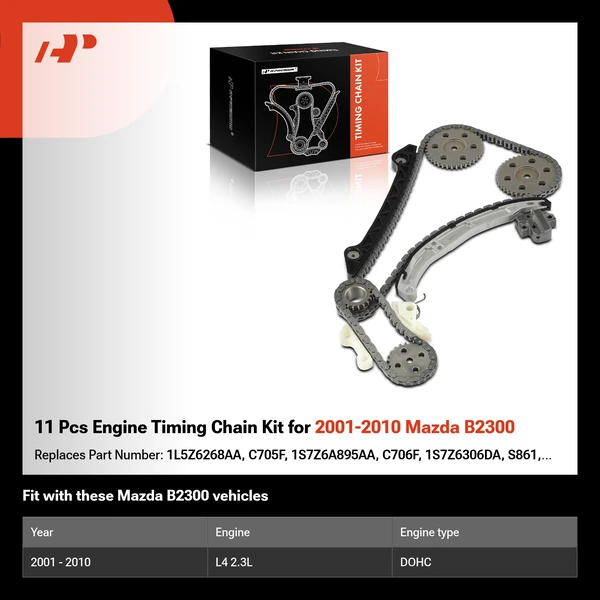 11 Pcs Engine Timing Chain Kit for 2001-2010 Mazda B2300