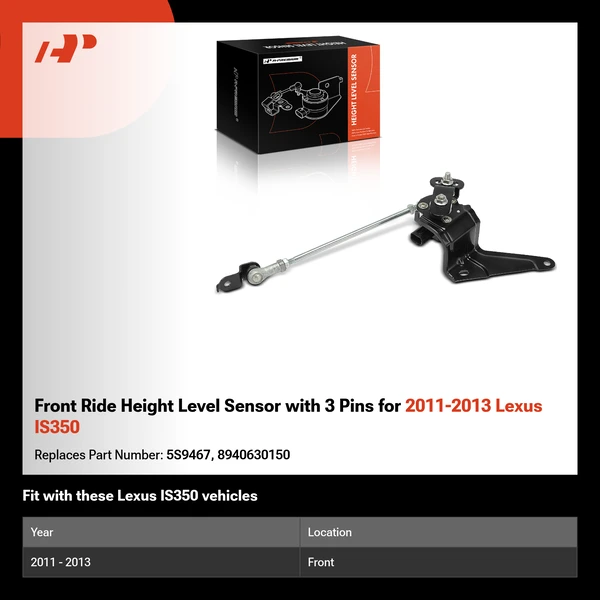 Front Ride Height Level Sensor with 3 Pins for 2011-2013 Lexus IS350
