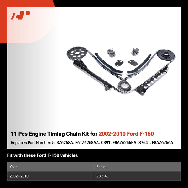 11 Pcs Engine Timing Chain Kit for 2002-2010 Ford F-150