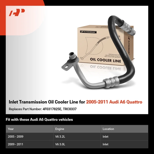 Inlet Transmission Oil Cooler Line for 2005-2011 Audi A6 Quattro