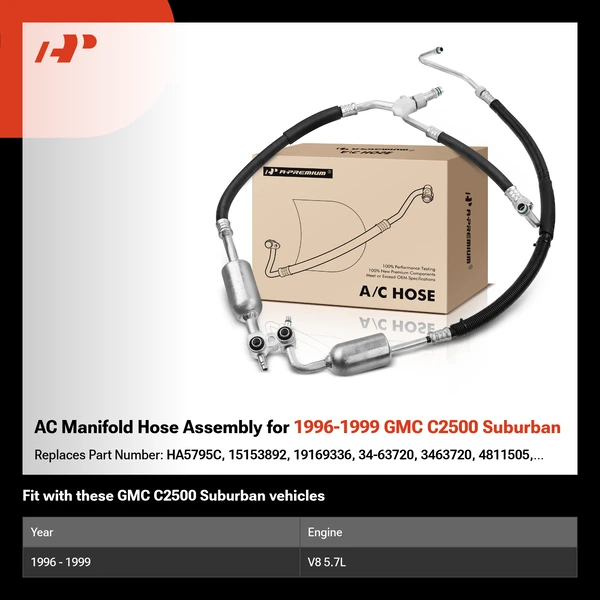 AC Manifold Hose Assembly for 1996-1999 GMC C2500 Suburban