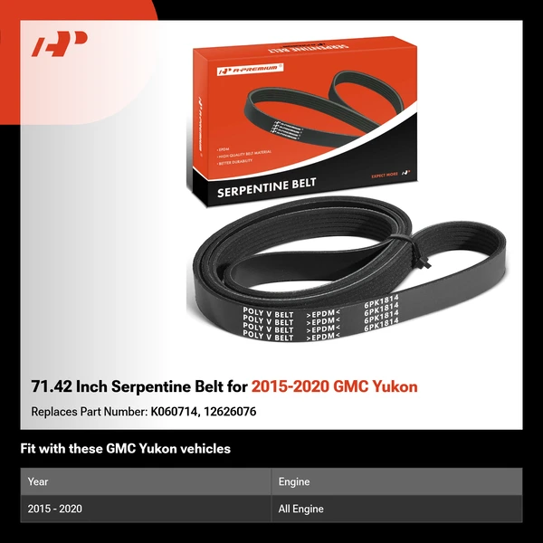 71.42 Inch Serpentine Belt for 2015-2020 GMC Yukon