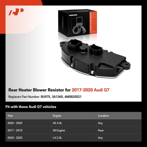 Rear Heater Blower Resistor for 2017-2020 Audi Q7
