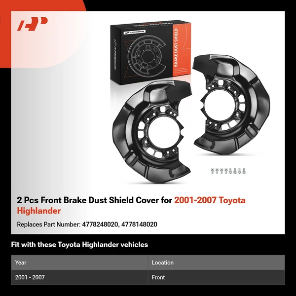 2 Pcs Front Brake Dust Shield Cover for 2001-2007 Toyota Highlander