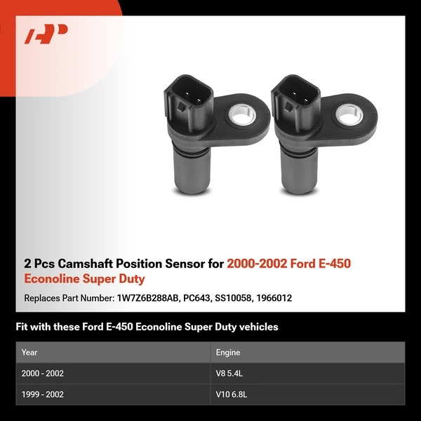 2 Pcs Camshaft Position Sensor for 2000-2002 Ford E-450 Econoline Super Duty