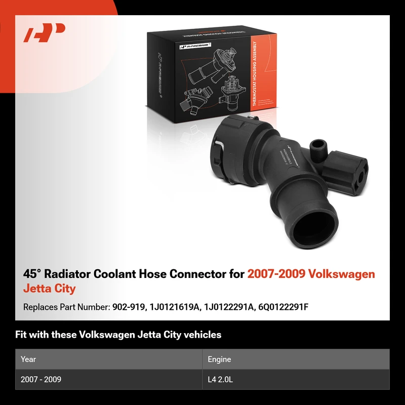 45° Radiator Coolant Hose Connector for 2007-2009 Volkswagen Jetta City