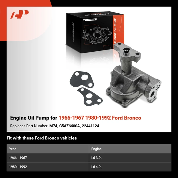 Engine Oil Pump for 1966-1967 1980-1992 Ford Bronco