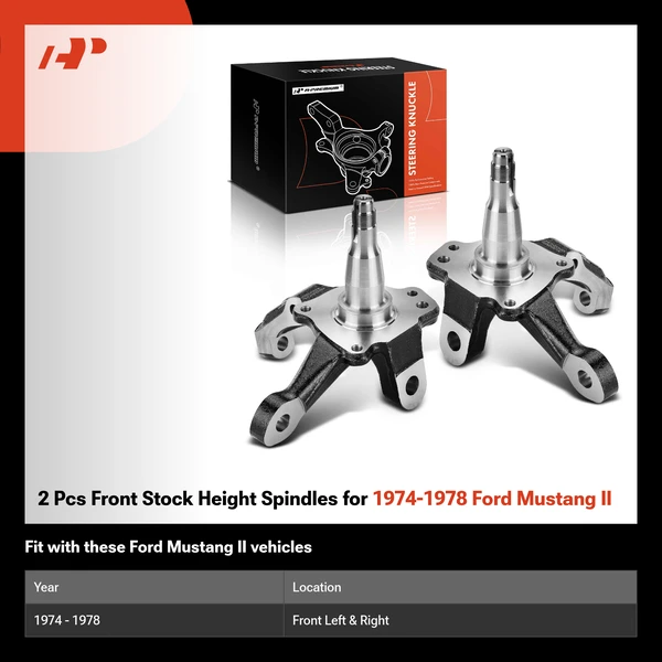 2 Pcs Front Stock Height Spindles for 1974-1978 Ford Mustang II