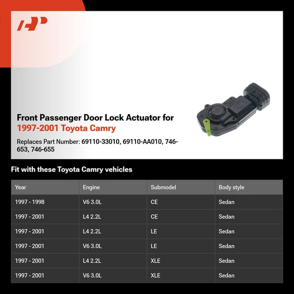 Front Passenger Door Lock Actuator for 1997-2001 Toyota Camry