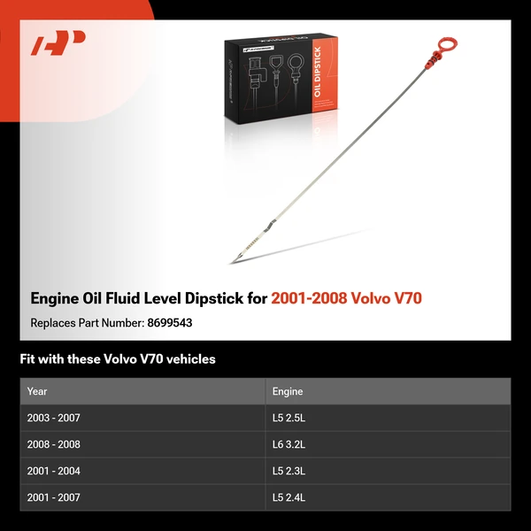 Engine Oil Fluid Level Dipstick for 2001-2008 Volvo V70