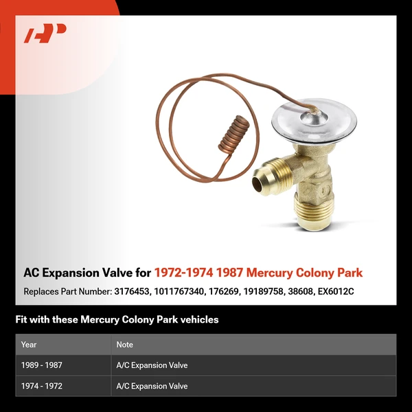AC Expansion Valve for 1972-1974 1987 Mercury Colony Park