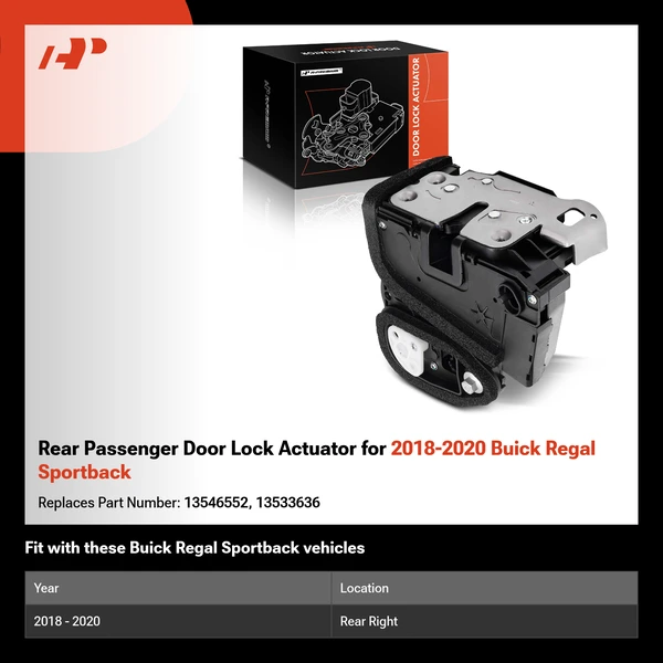 Rear Passenger Door Lock Actuator for 2018-2020 Buick Regal Sportback