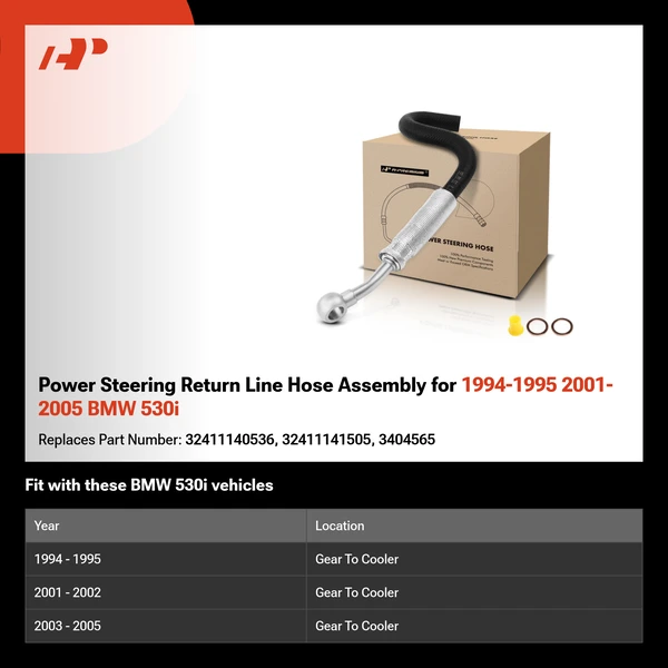 Power Steering Return Line Hose Assembly for 1994-1995 2001-2005 BMW 530i