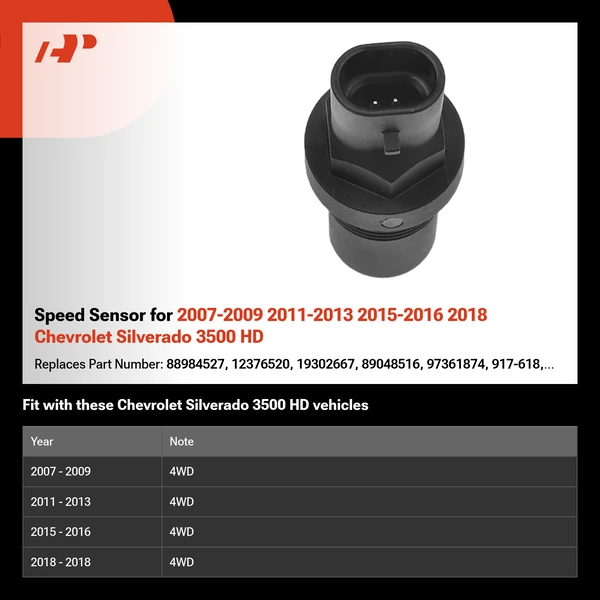 Speed Sensor for 2007-2009 2011-2013 2015-2016 2018 Chevrolet Silverado 3500 HD