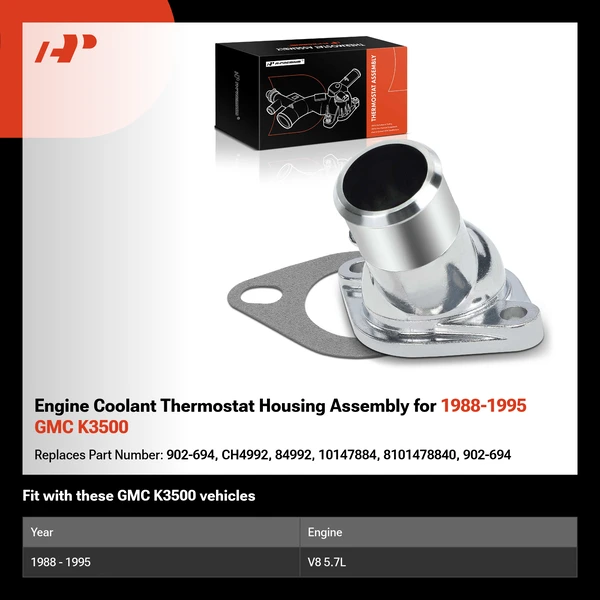 Engine Coolant Thermostat Housing Assembly for 1988-1995 GMC K3500