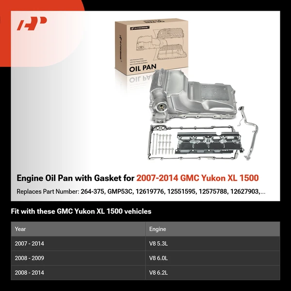Engine Oil Pan with Gasket for 2007-2014 GMC Yukon XL 1500