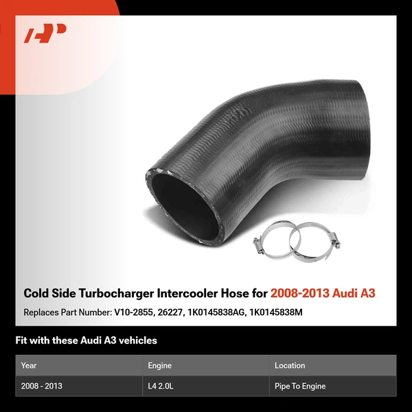 Cold Side Turbocharger Intercooler Hose for 2008-2013 Audi A3