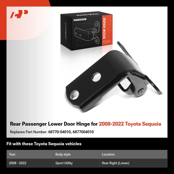 Rear Passenger Lower Door Hinge for 2008-2022 Toyota Sequoia