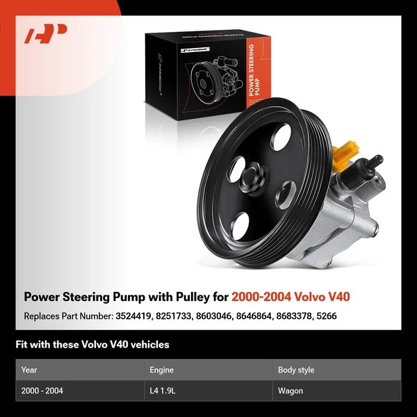 Power Steering Pump with Pulley for 2000-2004 Volvo V40
