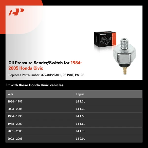 Oil Pressure Sender/Switch for 1984-2005 Honda Civic