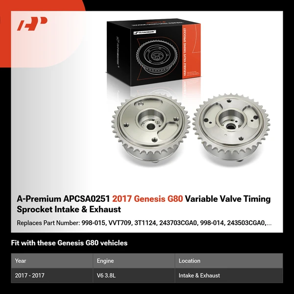 A-Premium APCSA0251 2017 Genesis G80 Variable Valve Timing Sprocket Intake & Exhaust