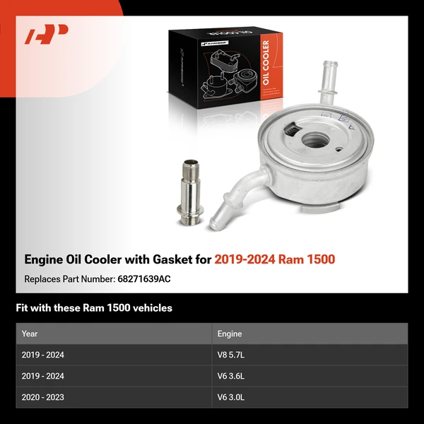 Engine Oil Cooler with Gasket for 2019-2024 Ram 1500