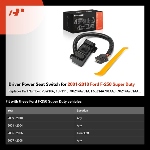 Driver Power Seat Switch for 2001-2010 Ford F-250 Super Duty