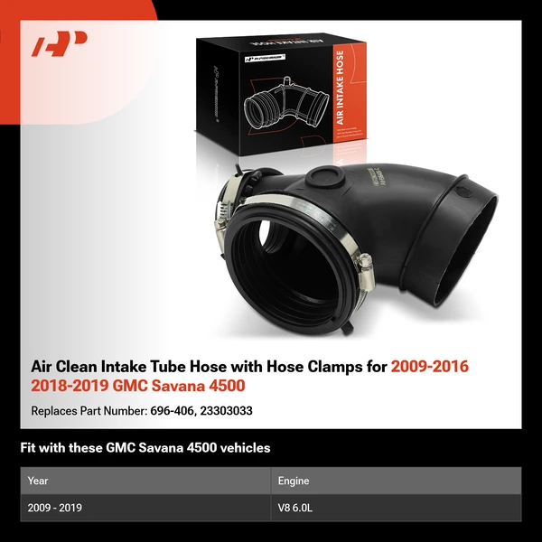 Air Clean Intake Tube Hose with Hose Clamps for 2009-2016 2018-2019 GMC Savana 4500